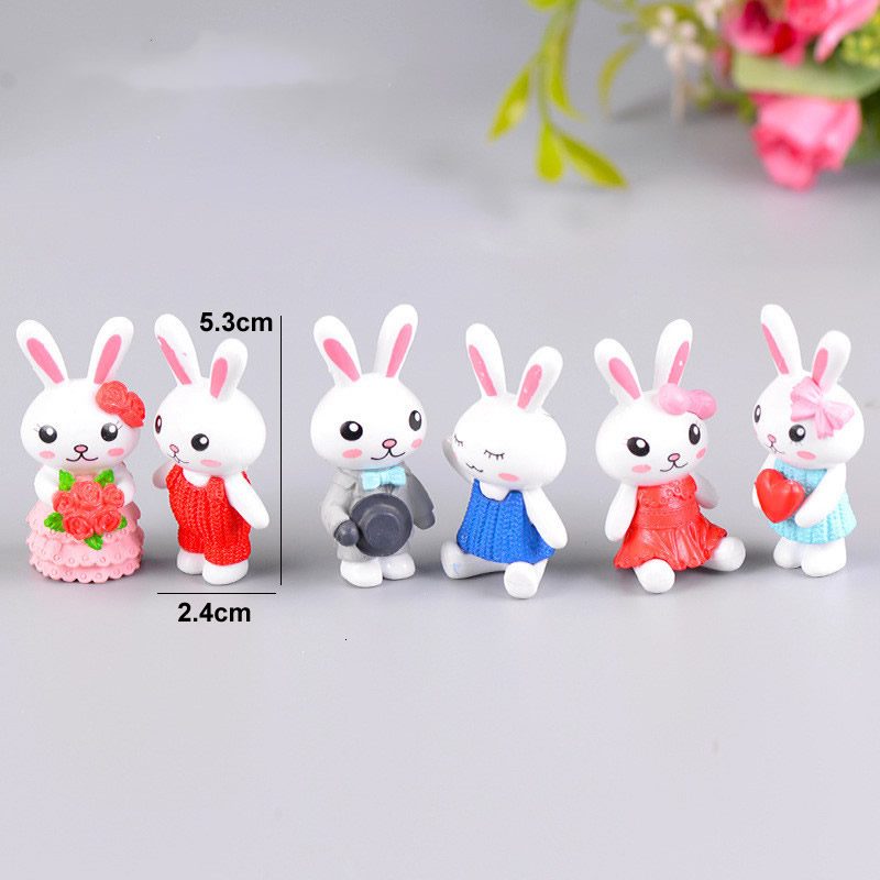 Mini Fairy Garden Animals Cartoon Rabbit Figurine Dolls Pot Bonsai Resin Car Interior Decoration Terrariums Fairy Garden Decoration Wholesale Fairy Garden Accessories Supplies Lovely Mini Rabbit Small Kids Toys Room Decor